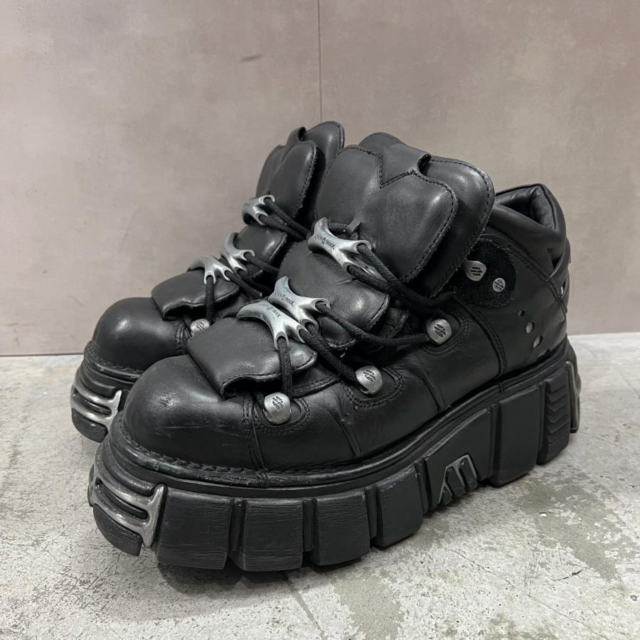 NEW ROCK ニューロック 厚底 ロゴ レザー シューズ M-106-S1 ブラック