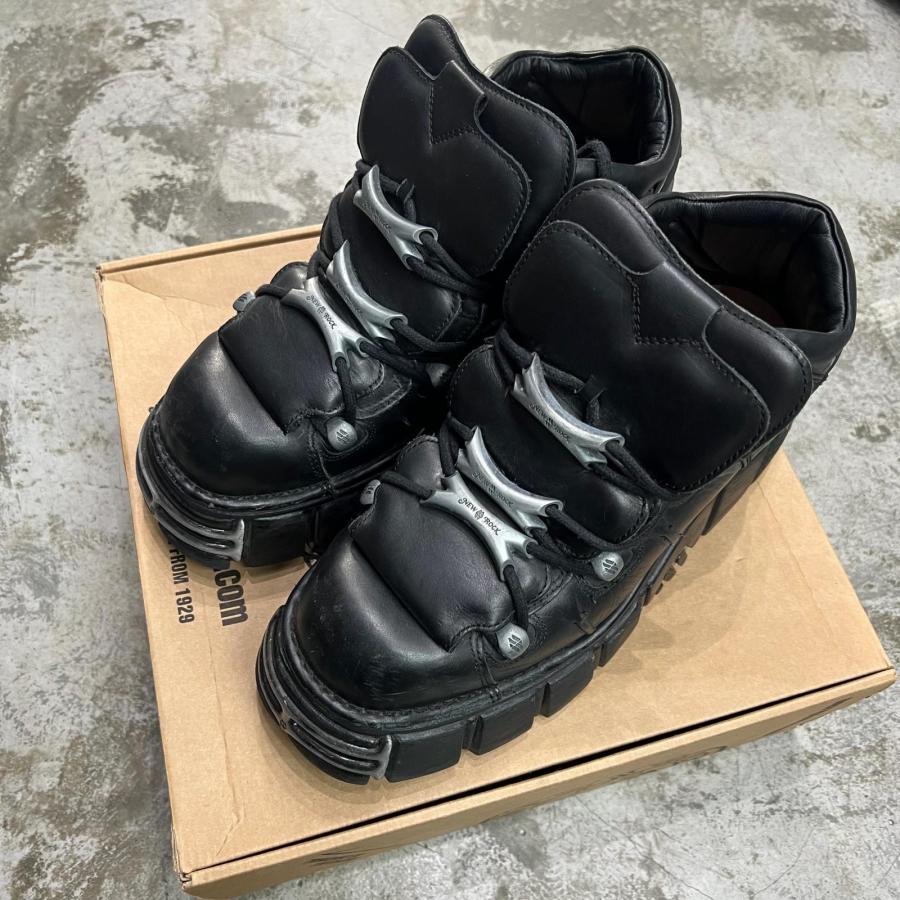 NEW ROCK ニューロック 厚底 ロゴ レザー シューズ M-106-S1 ブラック