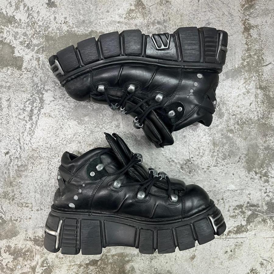 NEW ROCK ニューロック 厚底 ロゴ レザー シューズ M-106-S1 ブラック