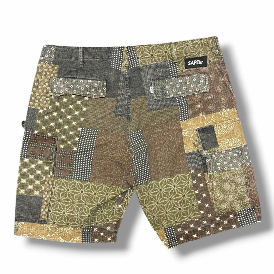 SAPEur サプール パッチワークカーゴショーツ ハーフパンツ カーキ XXL 