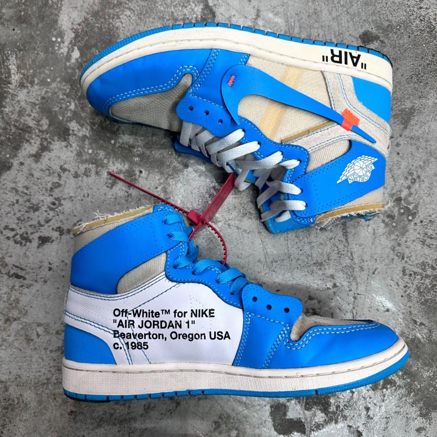 NIKE × OFF-WHITE ナイキ オフホワイト Air Jordan 1 High UNC  コラボ ジョーダン1 スニーカー AQ0818-148 26cm 97103Aの画像