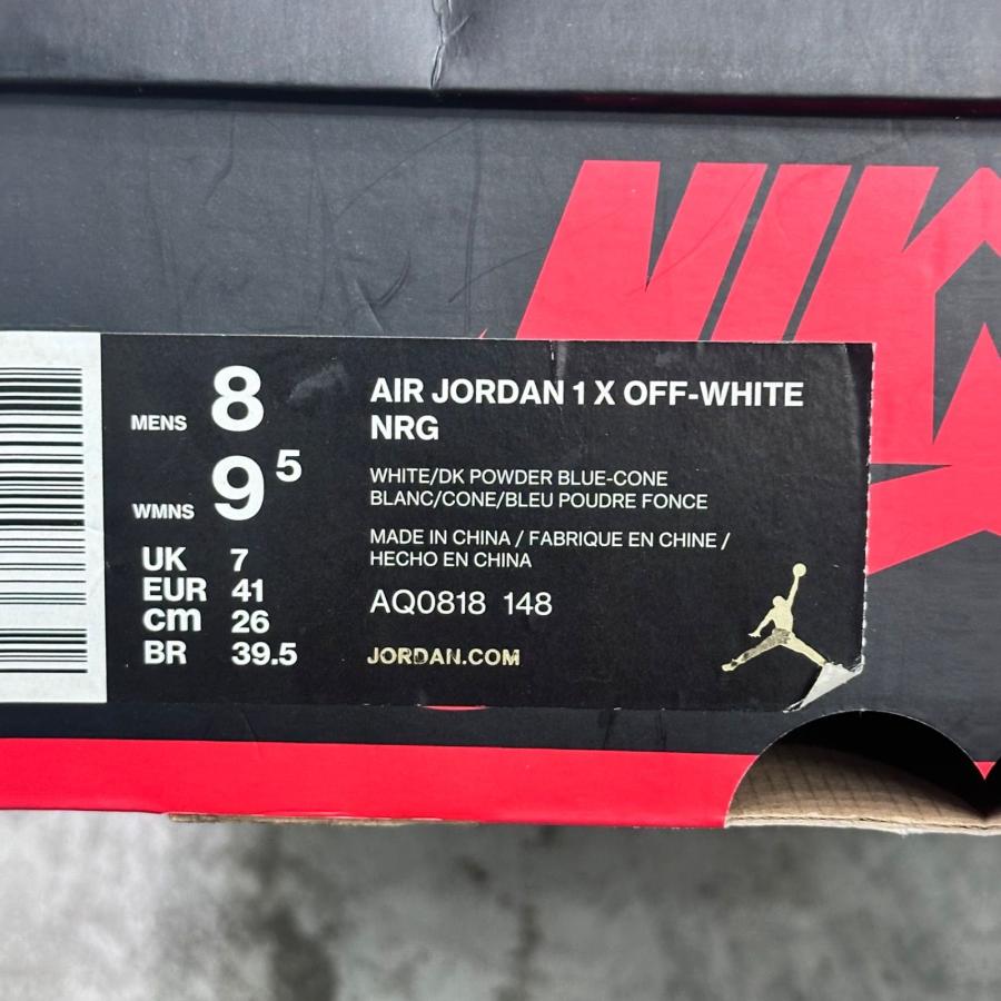 NIKE × OFF-WHITE ナイキ オフホワイト Air Jordan 1 High UNC  コラボ ジョーダン1 スニーカー AQ0818-148 26cm 97103Aの画像