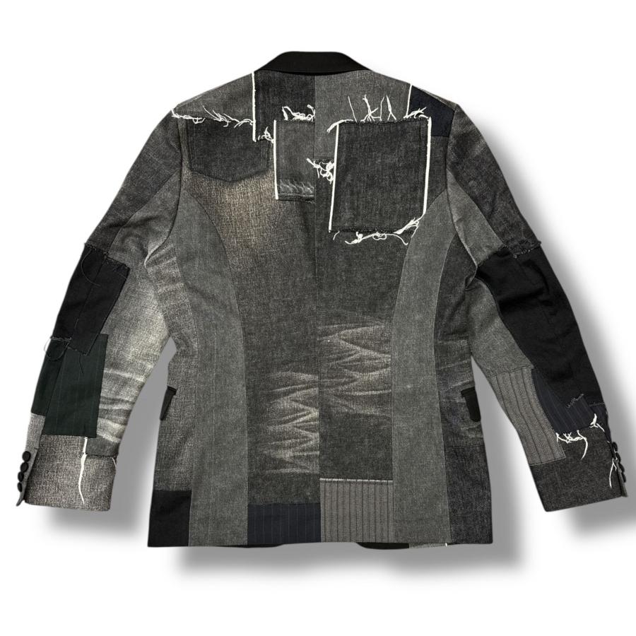 未使用品 JUNYA WATANABE MAN ジュンヤワタナベ 25SS Patchwork Denim Jacket  パッチワーク デニム テーラードジャケット  WO-J004 ブラック系 M 98434Aの画像