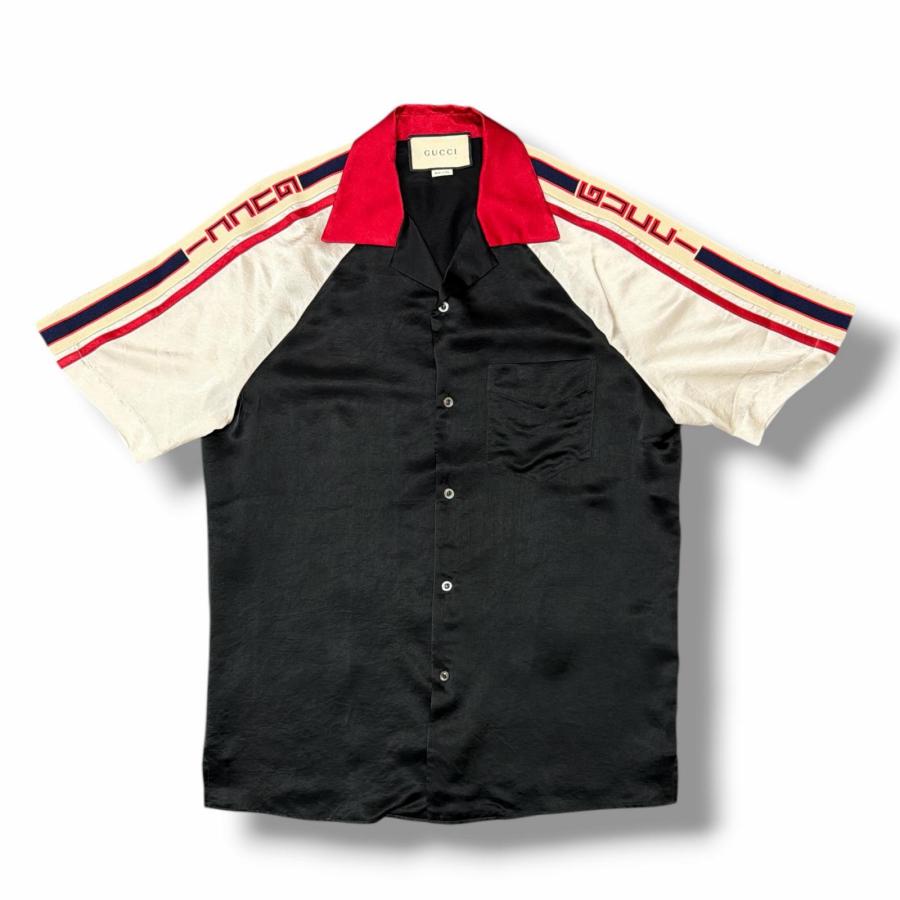 ●未使用●GUCCI・グッチ ●シェリーライン・サイドライン●半袖 GUCCI（グッチ） シェリーラインボウリングシャツ 半袖シャツ 開襟