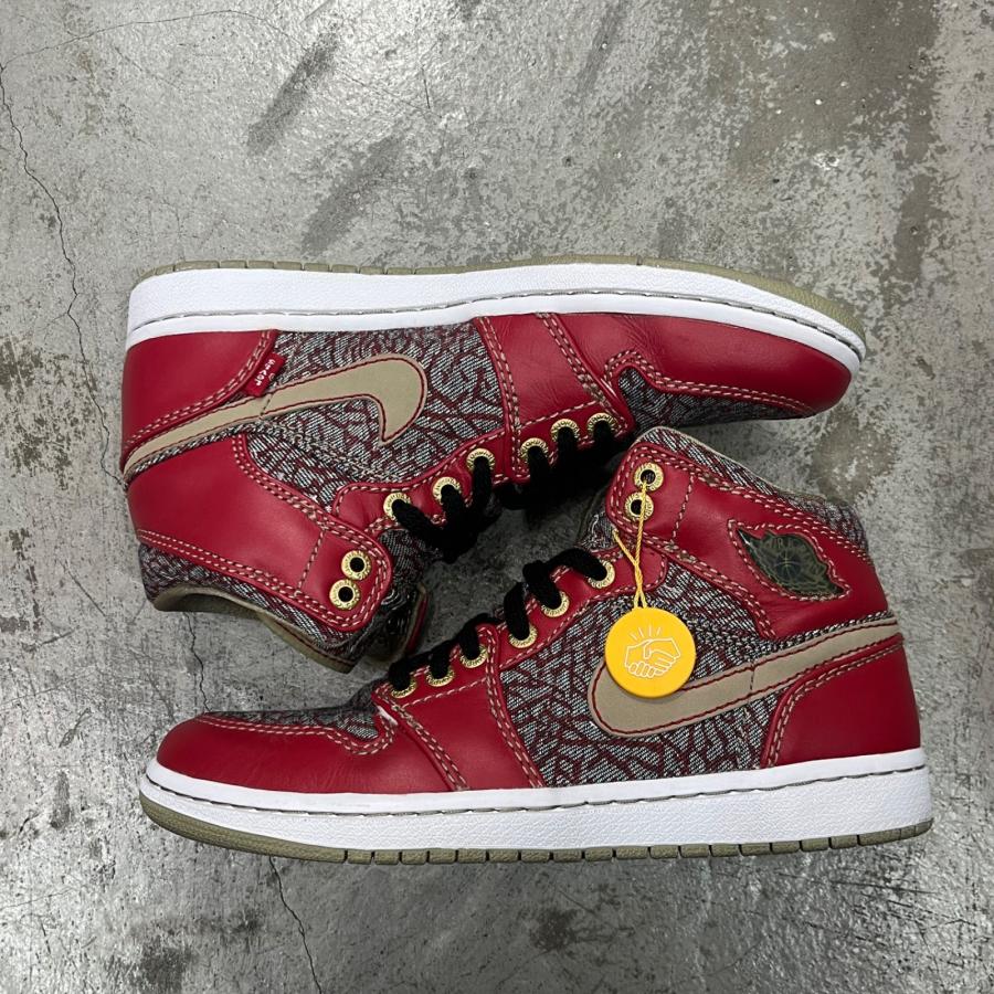 NIKE × Levi's ナイキ リーバイス Air Jordan 1 23/501 Mid Denim Pack Red Cement  コラボ スニーカー 332083-435 26cm 99598Aの画像