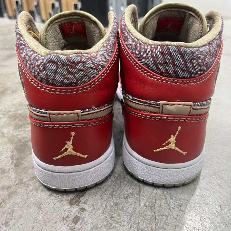 NIKE × Levi's ナイキ リーバイス Air Jordan 1 23/501 Mid Denim Pack Red Cement  コラボ スニーカー 332083-435 26cm 99598Aの画像