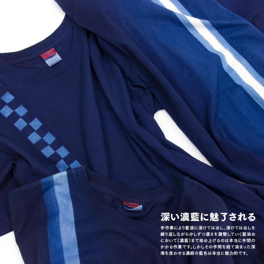 藍染Tシャツ メンズ 半袖 （市松）ストライプ SS・S・M・L・L L・XL