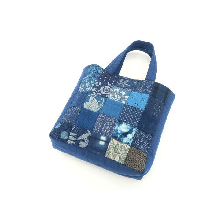 藍染 阿波しじら織 パッチワークバッグ (メーカー名：藍染工房