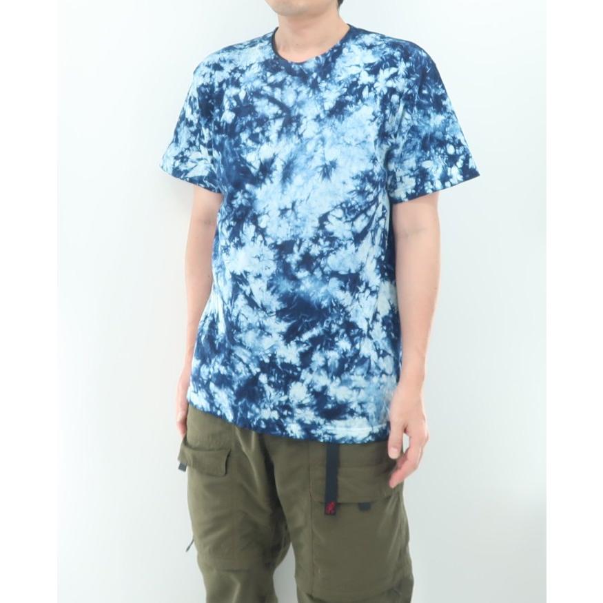 藍　発送待ち 藍染 Tシャツ メンズ 半袖 （むらくも） 綿100％ 色：濃藍 クルー