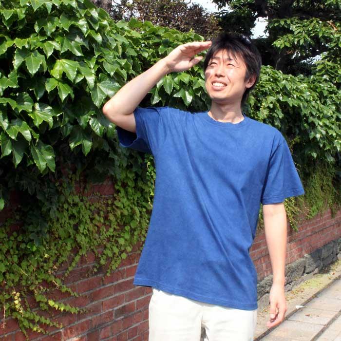 藍染Tシャツ／メンズ 4回染め 浅葱色（あさぎいろ） （メーカー名