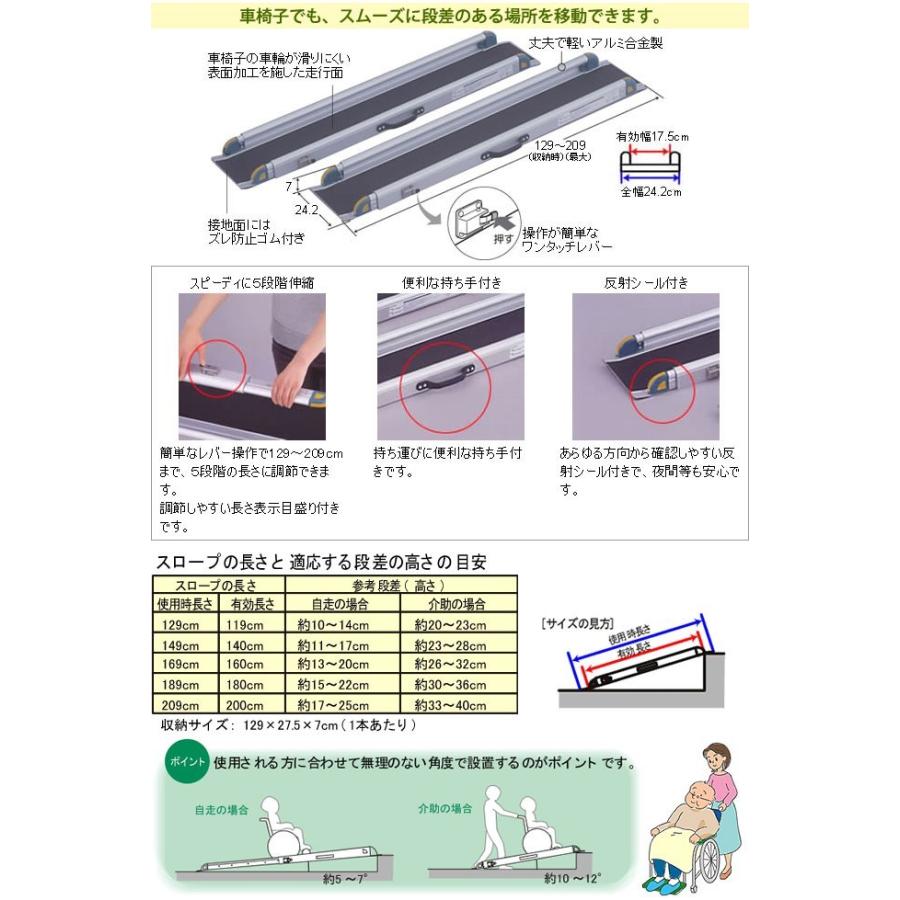 ワンタッチスロープ 2本セット 車椅子用段差解消スロープ 幅27 5cm 長さ129 9cm 5段階伸縮 送料無料 代引不可 リッチェル W Rc 通販もっと快適 通販 Yahoo ショッピング