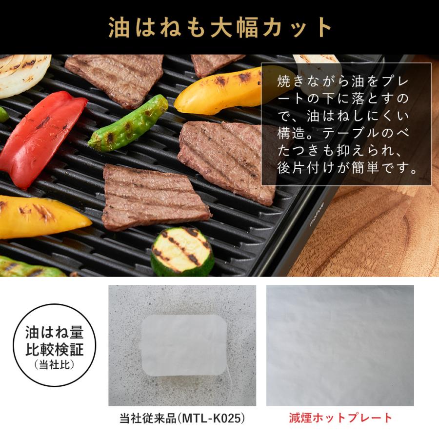 【新品】mottole 高火力・減煙ホットプレート 6人用 ライフオンプロダクツ、最大1300Wの高火力を実現した「減煙ホット