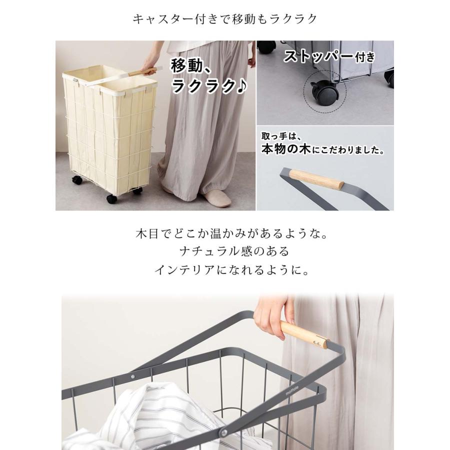 mottole（モットル） ランドリーバスケット スリム 薄型 キャスター