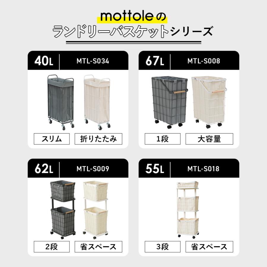mottole（モットル） ランドリーバスケット 2段 大容量 スリム 省