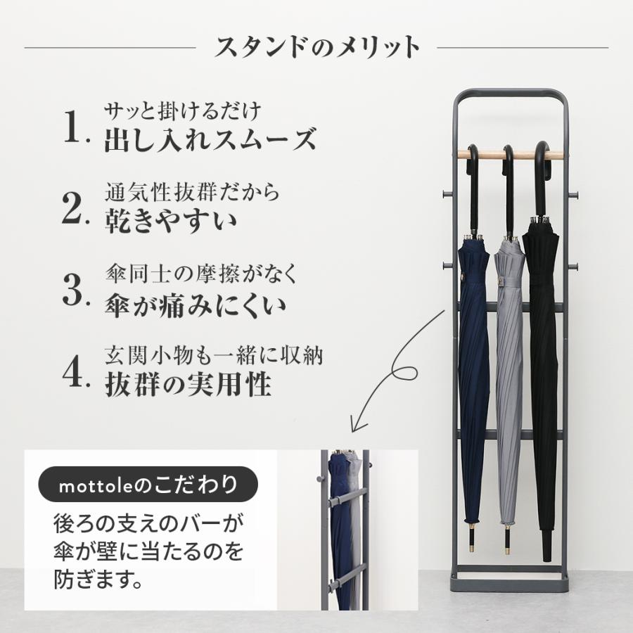 mottole（モットル） 傘立て おしゃれ スリム 薄型 外置き 傘かけ