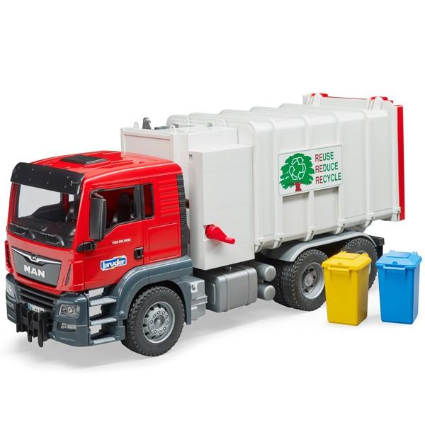 ブルーダープロ はたらくくるま MAN 横車のドアゴミ寄せあつめる車/RED（3歳から）【店先受け取り証書も可 吹田】