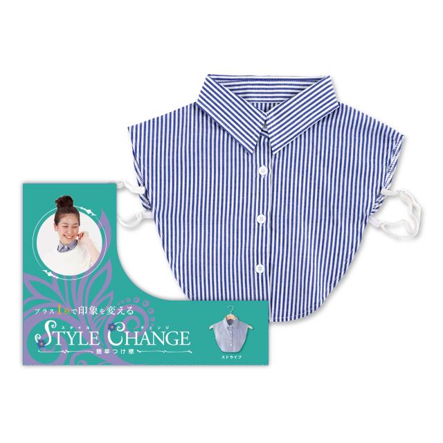 訳あり！お買い得！　スタイルチェンジ 簡単つけ襟 白無地・デニム風・ストライプ　　付け衿 レディース シャツ ブラウス 重ね着 レイヤード シェモア |  | 03