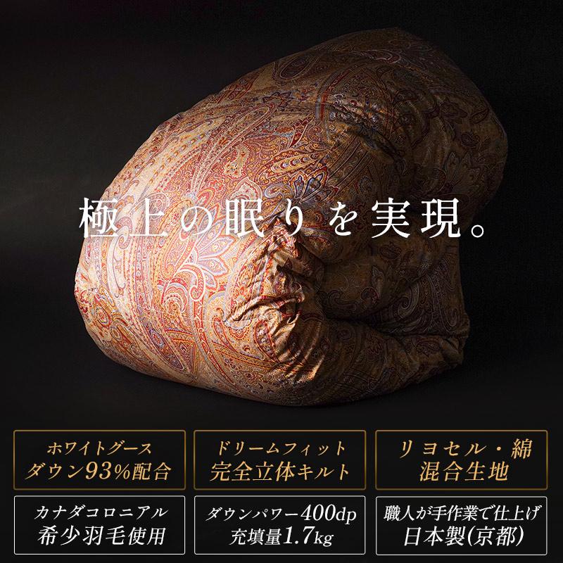 羽毛布団 ダブル カナダ産グースダウン93% 1.7kg 400dp 日本製 完全