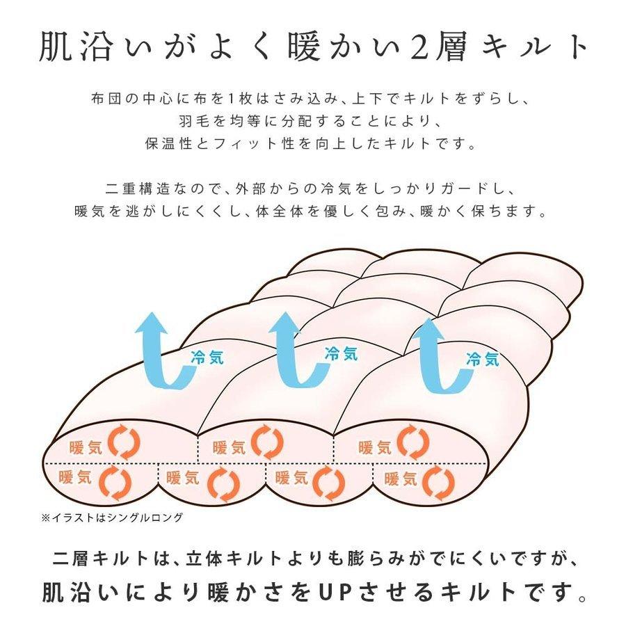 羽毛布団 ダブル 暖かい布団 ポーランド産ダウン93％ 1.7kg 2層キルト