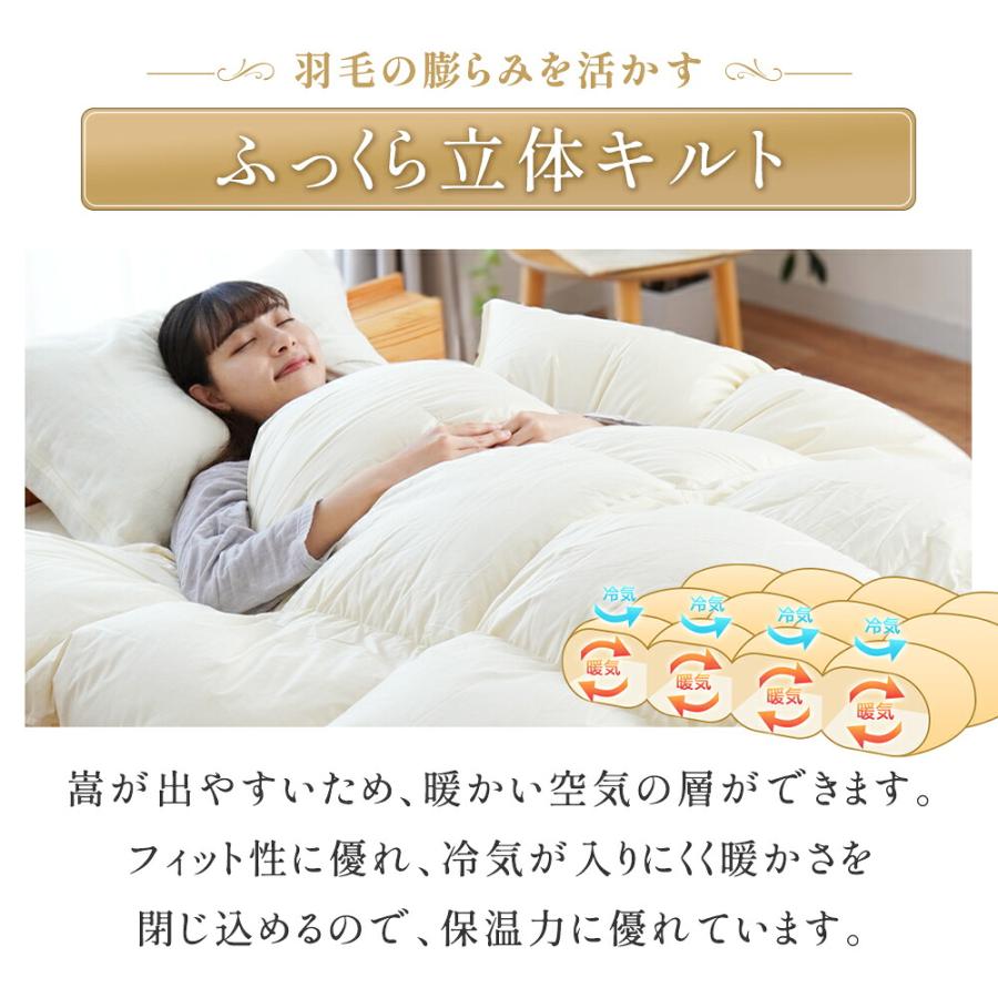 羽毛布団 クイーン 日本製 ダウン85%オールシーズン2枚合わせ羽毛