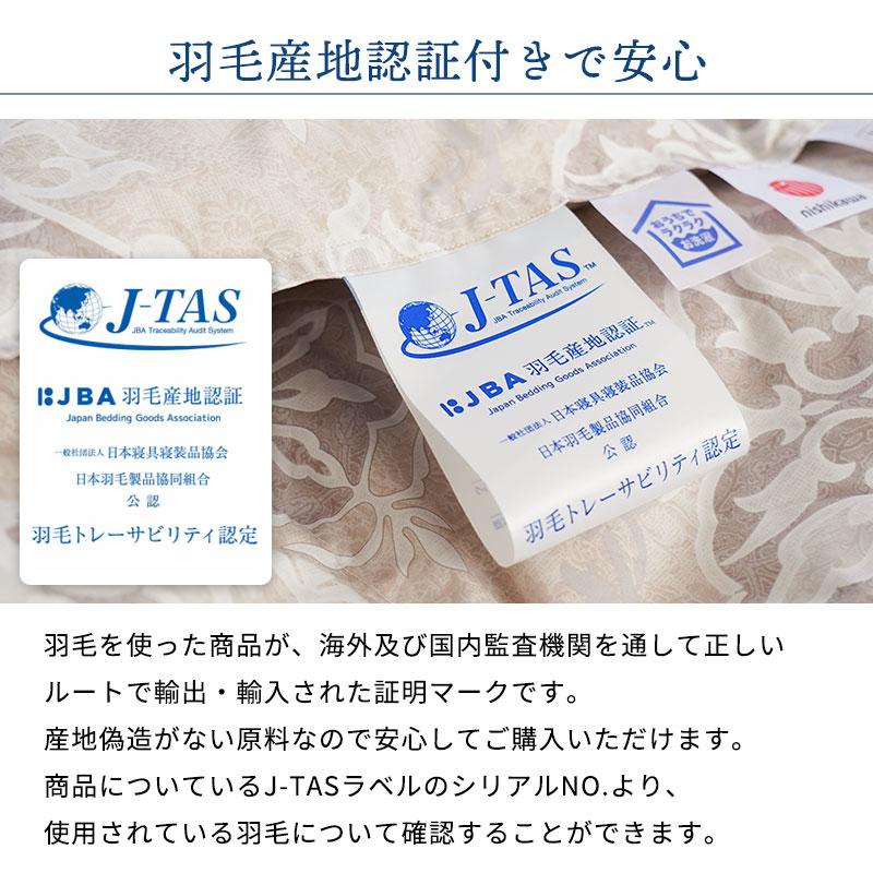西川（nishikawa） 羽毛肌掛け布団 シングル グースダウン90％ 増量