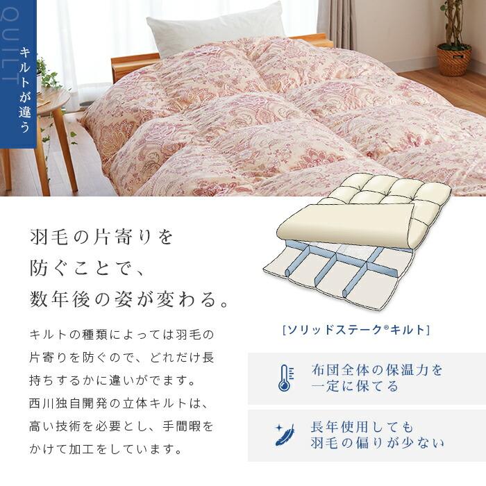 西川　羽毛掛け布団・産ホワイトグースダウン９３%・シングルサイズ 昭和西川 羽毛布団 冬用 シングル ポーランド産 ホワイトグースダウン