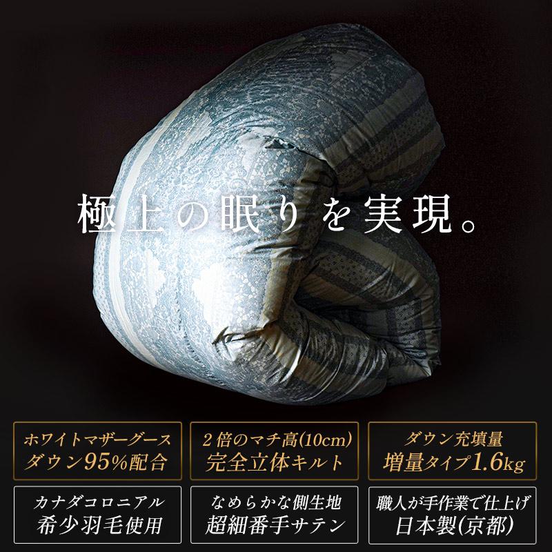 羽毛布団 セミダブル マザーグース 2層 超長綿 ロイヤル 日本製 生成り 羽毛布団 セミダブル カナダ産マザーグースダウン95% 増量1.6kg 440dp