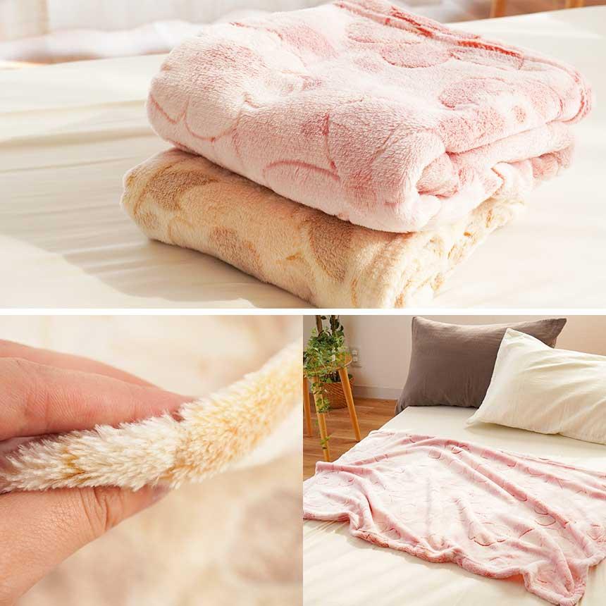 Chanさん専用。Rady フラワー柄 毛布 ひざ掛け毛布 70×100cm ふわさらフランネル 花柄 カービング 膝掛け