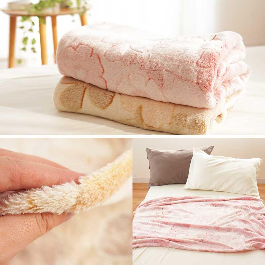 ハーフケット 100×140cm 大判ひざ掛け毛布 ふわさらフランネル 花柄