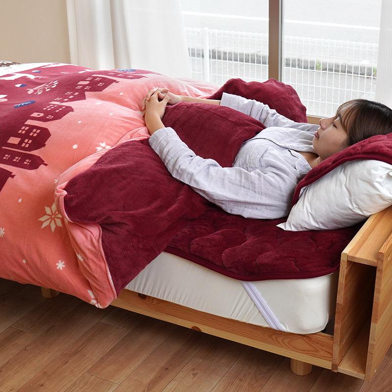 新品　あったか掛カバー　毛布　シングルロング　掛布団カバー　冬用 レッド あったか掛け布団カバー シングル 秋 冬 フランネル＆フリース