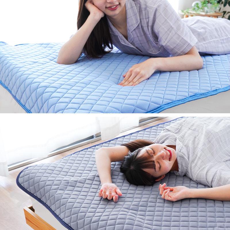 ビブリー！シャルレ冷感敷きパッド　セミダブル　ソフトブルー 夏 敷きパッド セミダブル ひんやり接触冷感 もっちり冷感敷パッド 冷