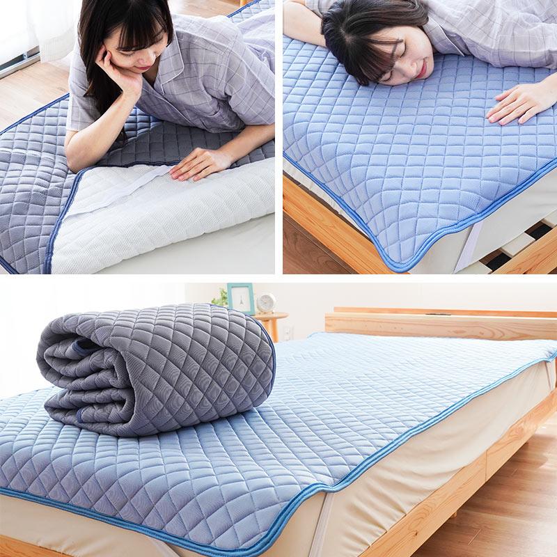 夏 敷きパッド セミダブル ひんやり接触冷感 もっちり冷感敷パッド 冷