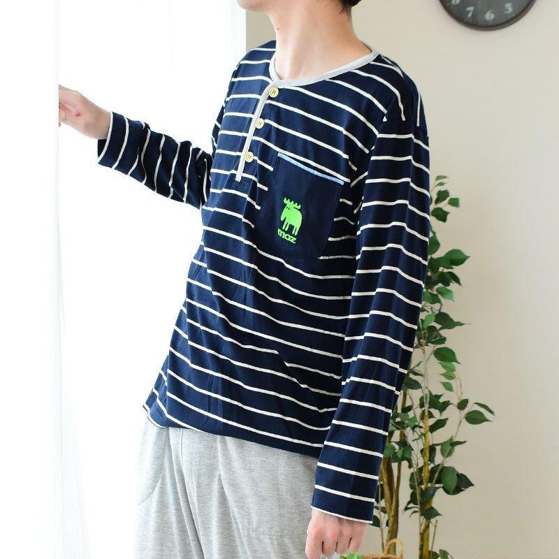 パジャマ メンズ 春夏 Moz モズ ブランド ニット生地 薄手 長袖 長ズボン 春 夏 紳士パジャマ M L A gh こだわり安眠館 ヤフー店 通販 Yahoo ショッピング