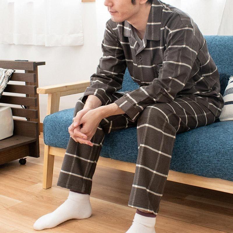 パジャマ メンズ 日本製 あったか 冬用 ウィンターコットン 長袖 長ズボン チェック柄 紳士パジャマ M L Ll A こだわり安眠館 ヤフー店 通販 Yahoo ショッピング