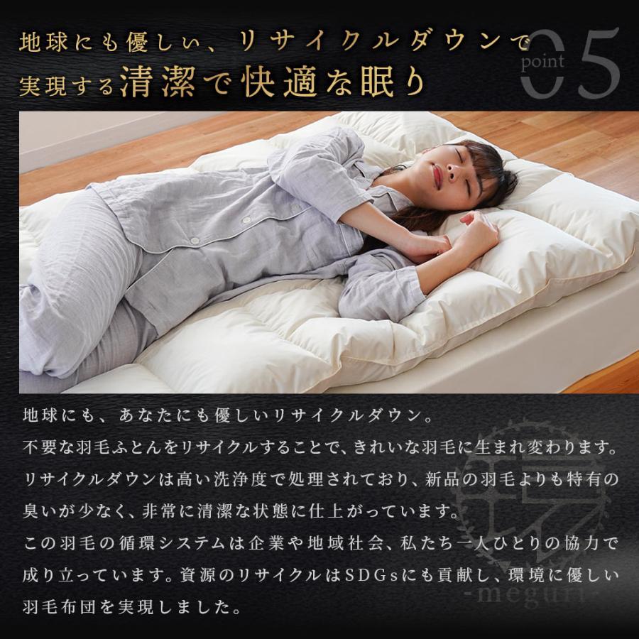 羽毛の敷きパッド シングル 日本製 リサイクルダウン80％ ダウン敷