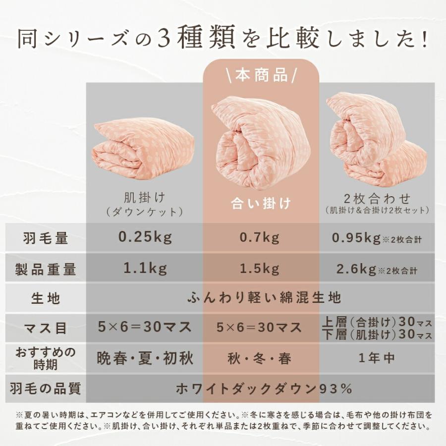 羽毛合掛け布団 シングル ホワイトダウン93％ 0.7kg 春 夏 秋 日本製