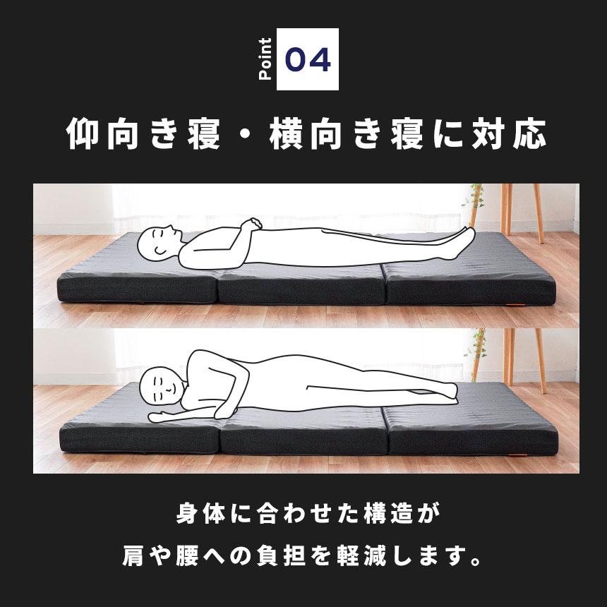 昭和西川 高反発マットレス セミダブル 厚み10cm 三つ折り 凹凸