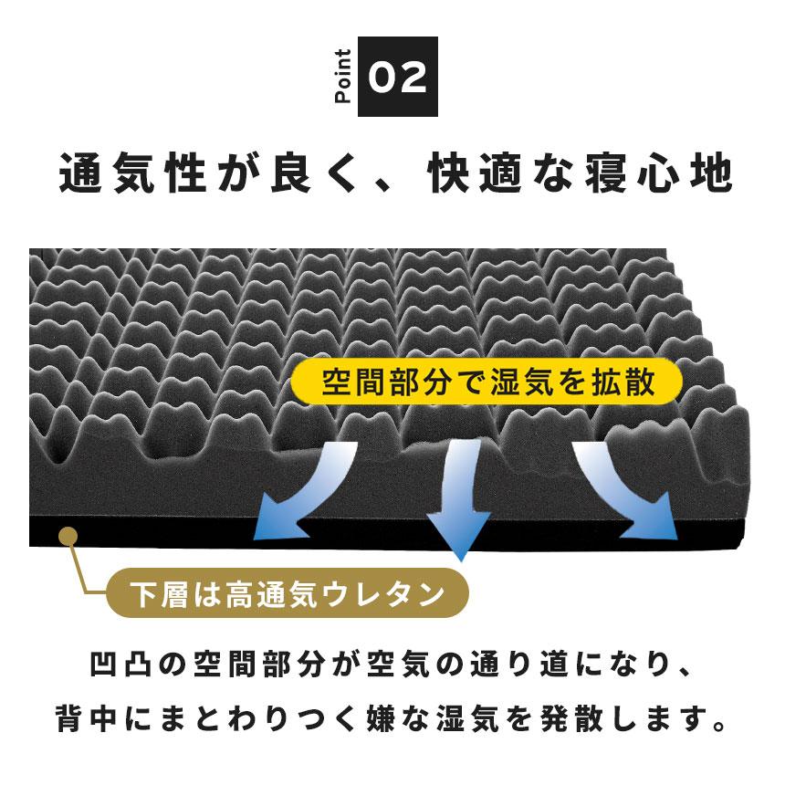 マットレス 高反発 凹凸加工 極上の寝心地 沈まない 2層構造 極厚10cm 昭和西川 高反発マットレス セミダブル 厚み10cm 三つ折り 凹凸