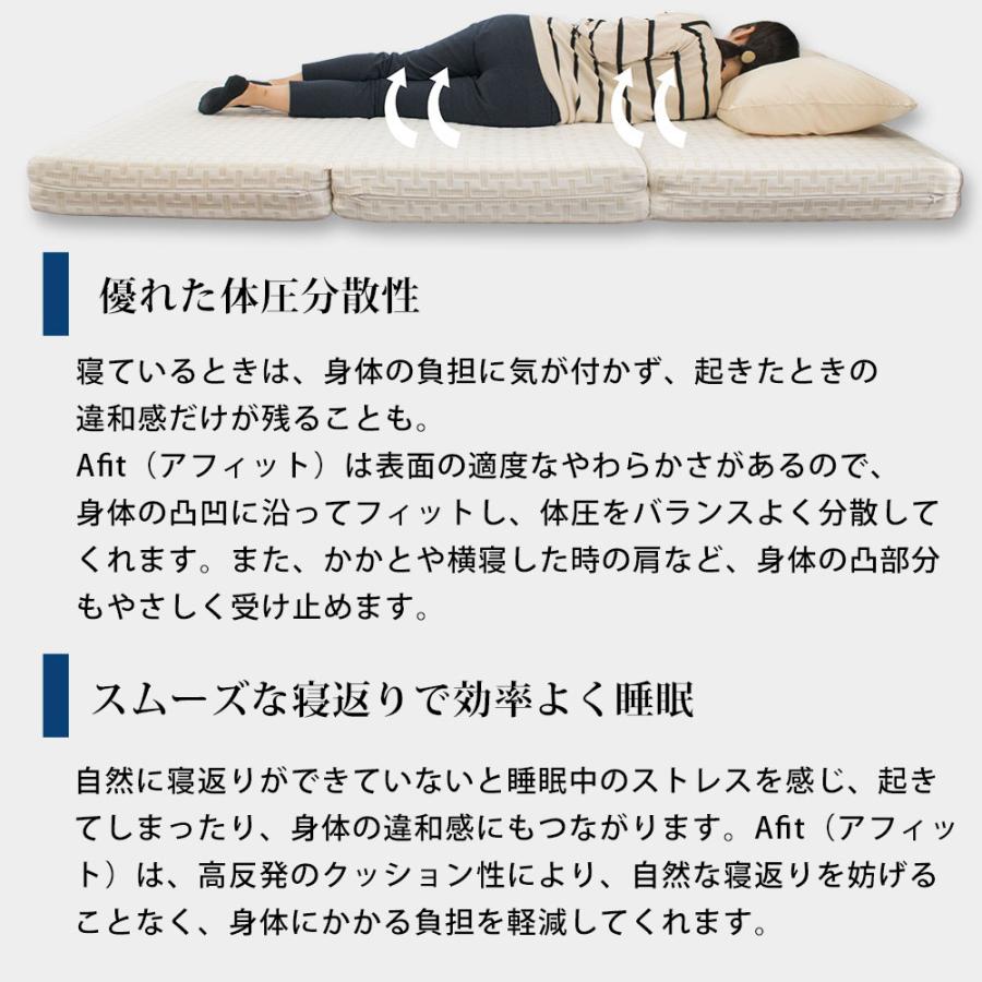 nishikawa 【 西川 】 アフィット 三つ折りマットレス ダブル 西川 Afit（アフィット） ダブル 三つ折り マットレス 折りたたみ 厚み