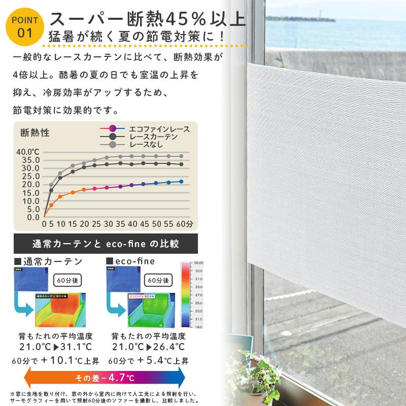 窓に貼るカーテン 幅46×丈90cm 遮熱 断熱 保温 日本製 UVカット 採光 節電 貼ってはがせる ミラーレースカーテン エコファイン｜moufukan｜11