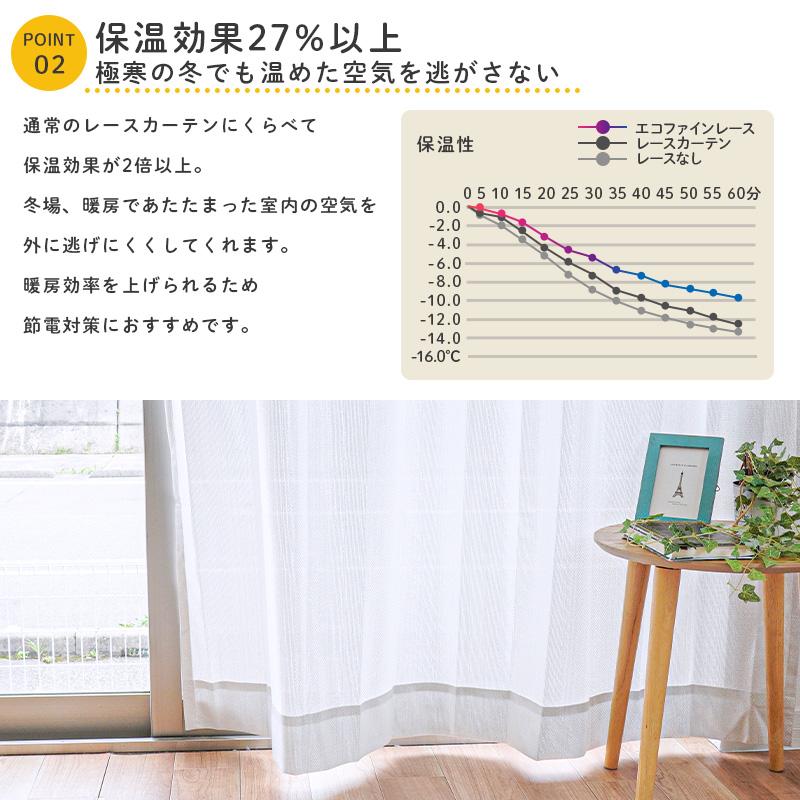 遮熱 断熱 保温 ミラーレースカーテン 幅100×丈176cm 2枚組 日本製 UV