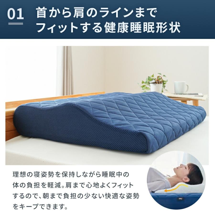 RISE ファイバーボディケアワイドピロー 洗える 枕 高反発 ピロー ウェーブ型 50×70 ライズ ゼログラビティ