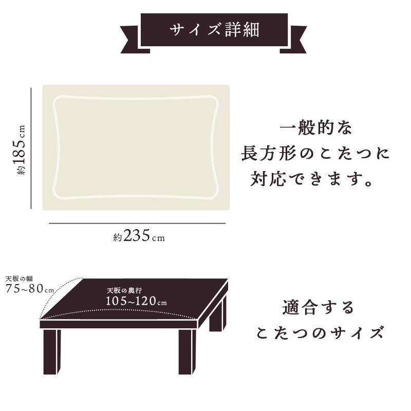 こたつ布団 長方形 185×235cm ねこ柄 フランネル＆シープ調ボア