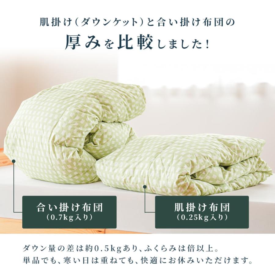 羽毛布団 シングルロング リサイクルダウン80％ 0.25kg＋0.7kg 2枚