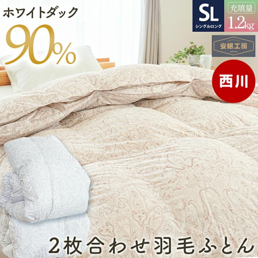 西川（nishikawa） 羽毛布団 シングル ホワイトダウン90％ 2枚合わせ