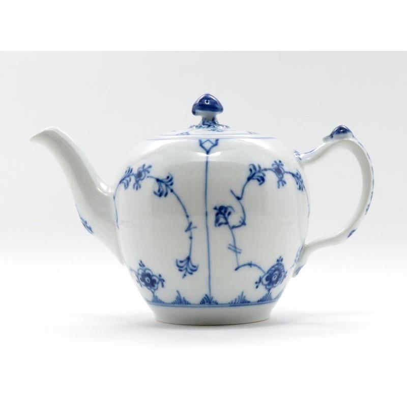 ブルーフルーテッドプレインティーポットシュガーポットクリーマー希少