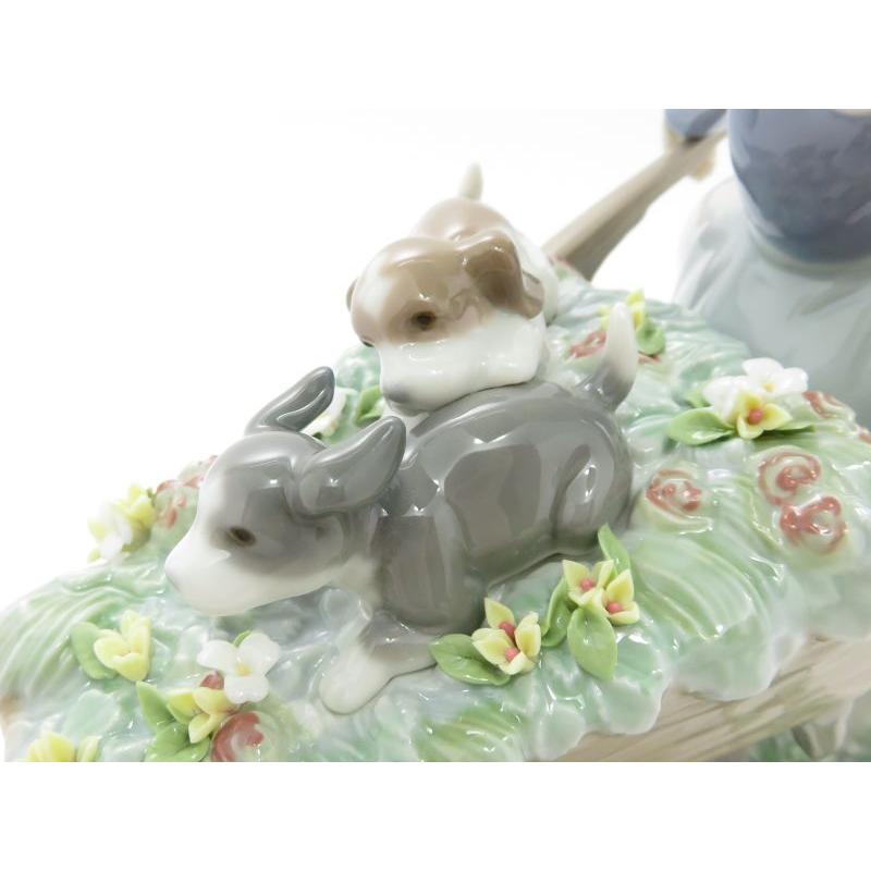 リヤドロ 置物 □ 乗せてあげる フィギュリン 5460 犬 花 女の子 陶器