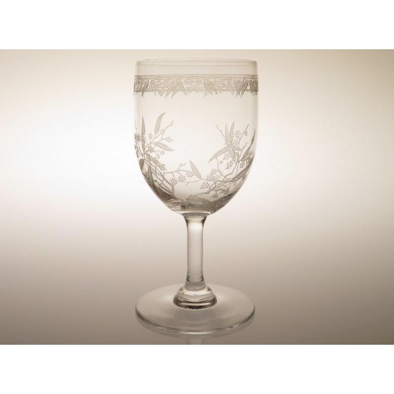 オールド バカラ グラス ● ミモザ ワイン グラス 11.5cm ジャポネスク エッチング Mimosa
