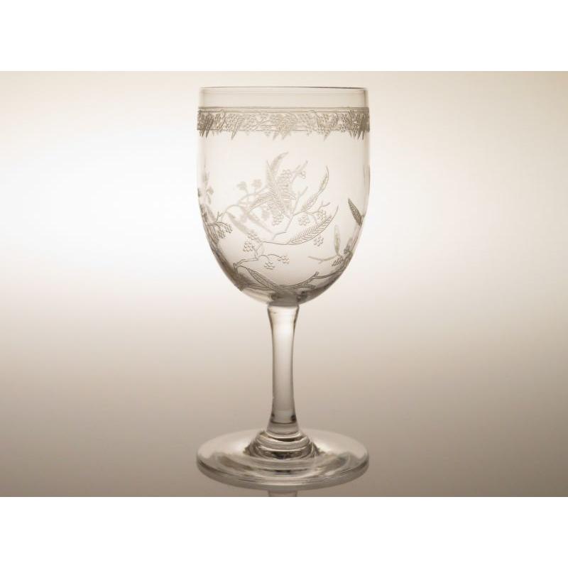 オールド バカラ グラス ● ミモザ ワイン グラス 11cm ジャポネスク エッチング Mimosa