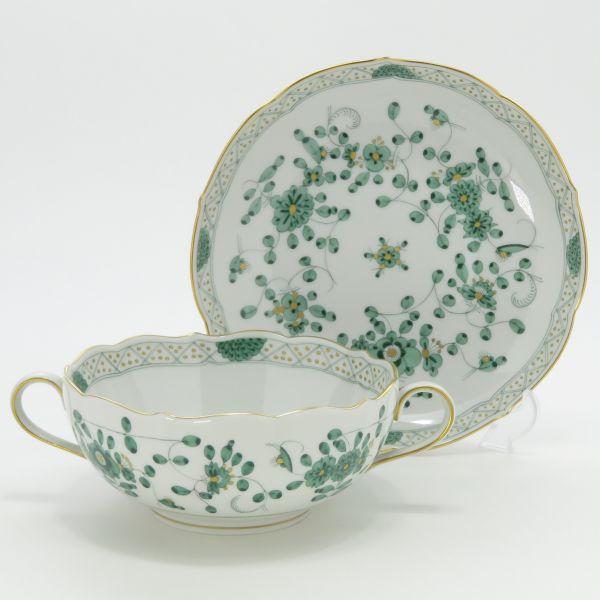 マイセンMEISSEN インドの華 ティーセットリッチグリーン一級品